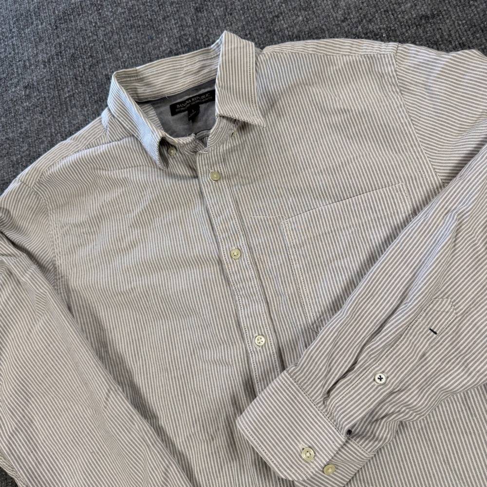 Banana Republic Tailored Slim Fit Oxford Cotton Striped Shirt Size L Preppy